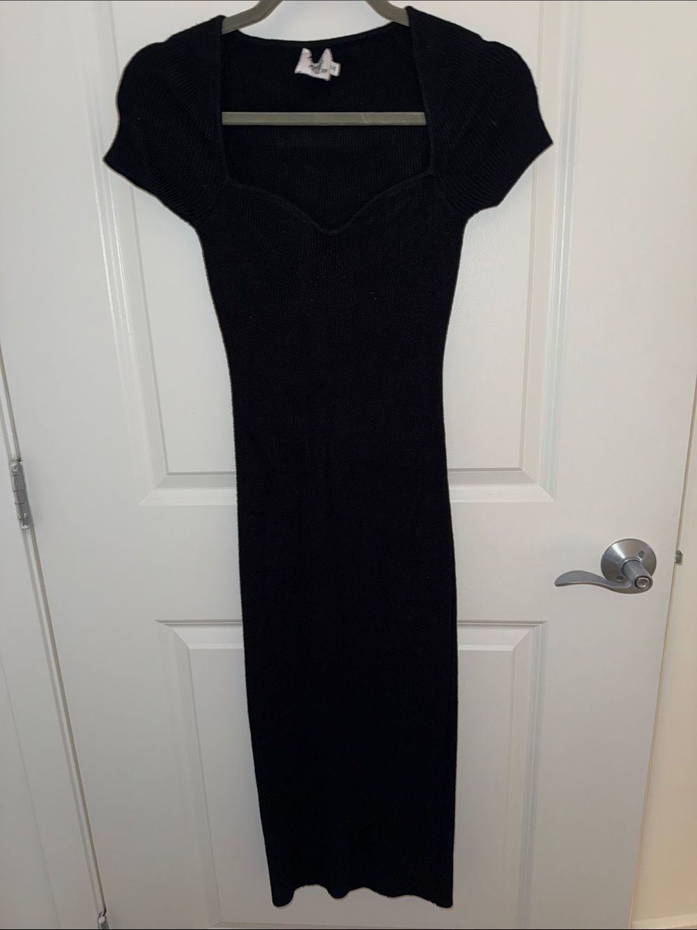 Princess Polly Black Knit Midi Dress with Sweetheart Neckline